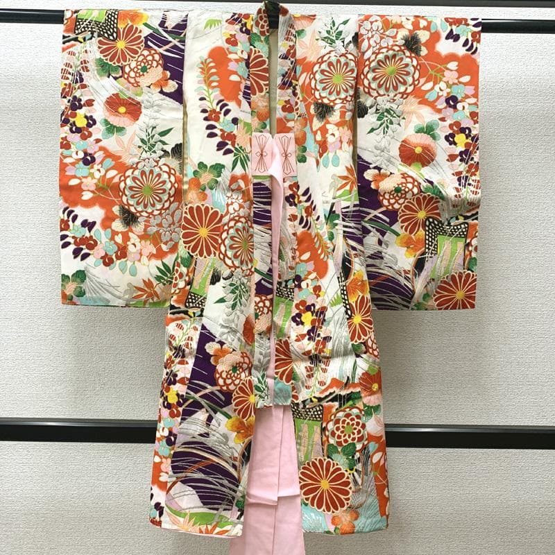 507ax13□お宮参り セミアンティーク 女児 祝い着 着物 七五三にも□美品