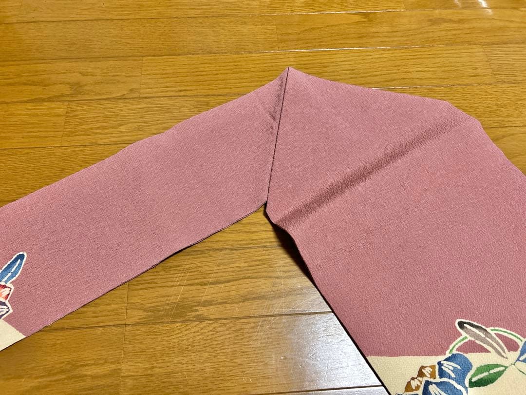 本場琉球紅型染 名古屋帯 正絹 縮緬 中古 ピンク 薄赤紫 上質 yzk742