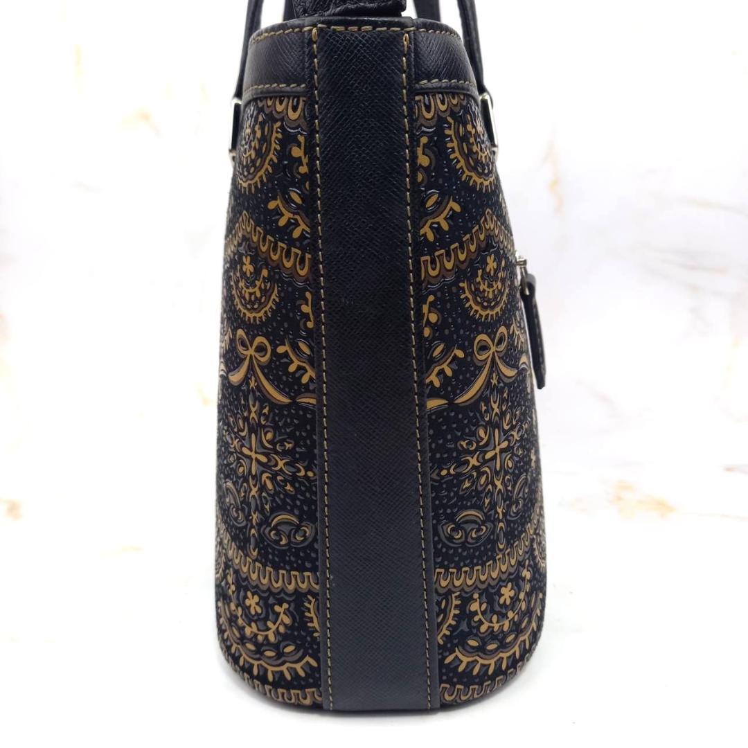 ✨未使用級✨ 印傳屋 プライデン ハンドバッグ トートバッグ 鹿革 漆 黒