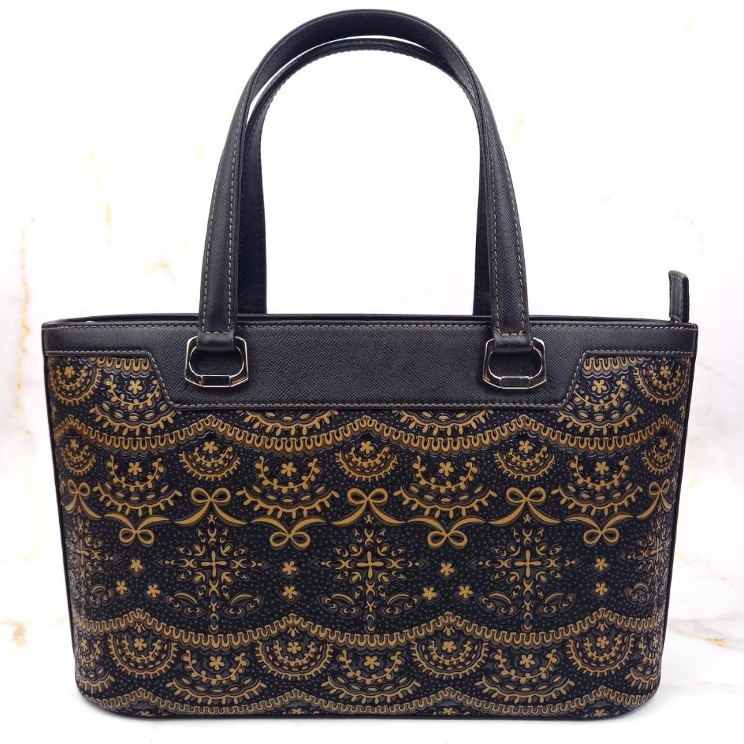 ✨未使用級✨ 印傳屋 プライデン ハンドバッグ トートバッグ 鹿革 漆 黒