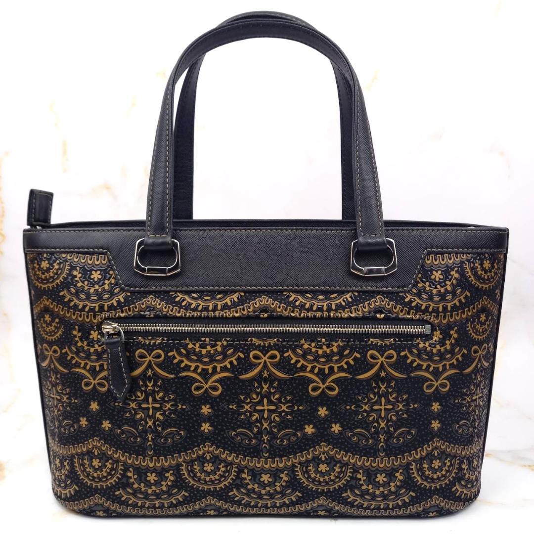 ✨未使用級✨ 印傳屋 プライデン ハンドバッグ トートバッグ 鹿革 漆 黒
