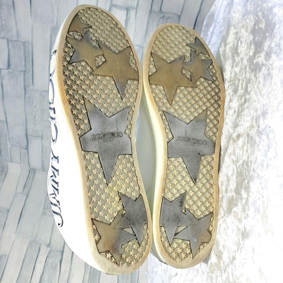 JIMMY CHOO 25cm レザースニーカー 白 ローカット 38 ロゴ