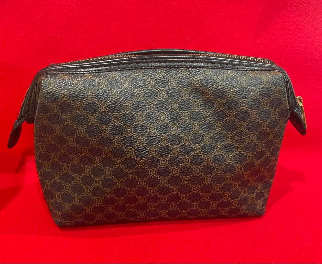 オールド　セリーヌ　ポーチ　セカンドバッグ　黒マカダム　がま口　トリオンフ