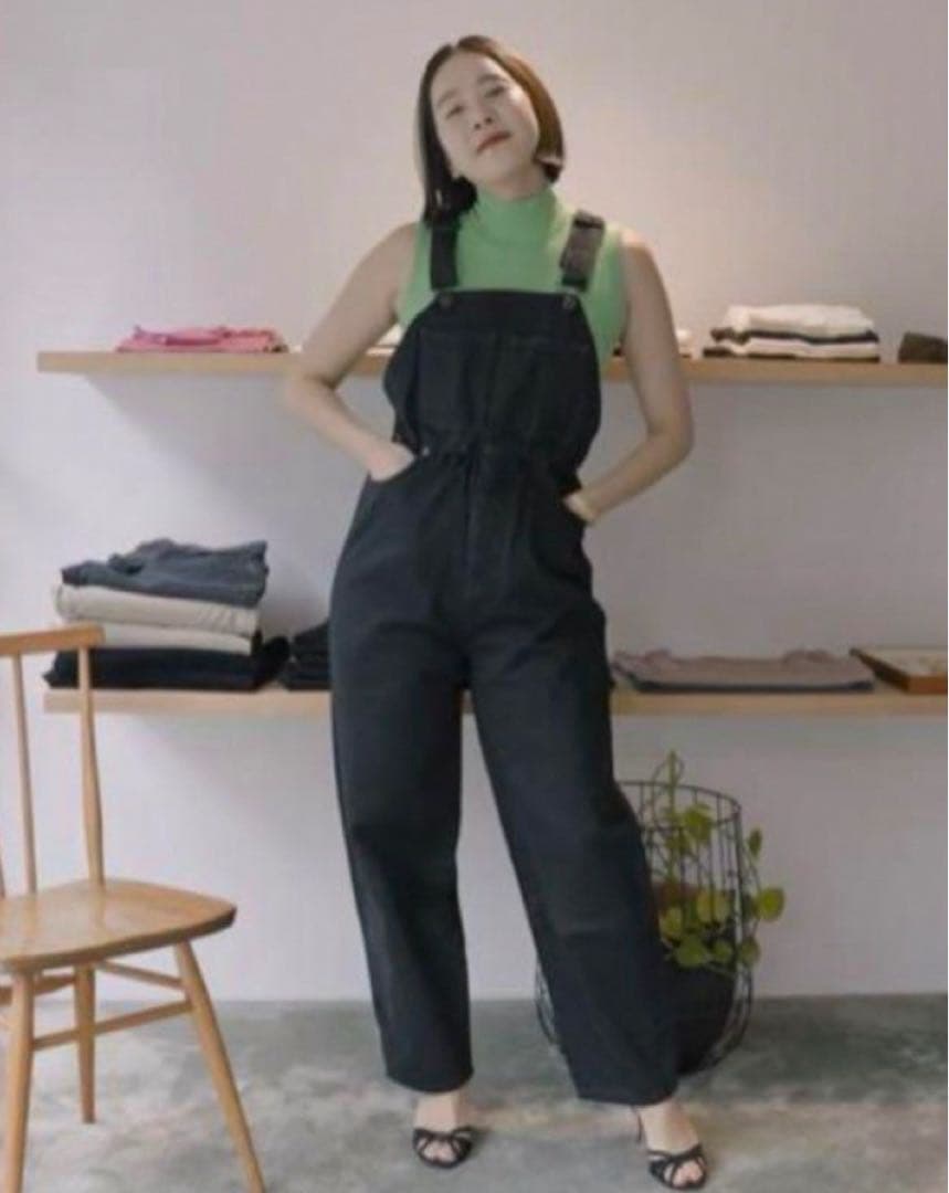 shishikuiダークデニム オーバーオール