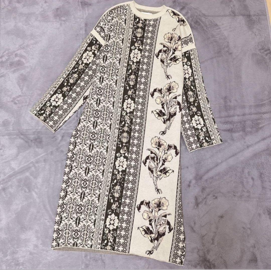 ワンピース Ameri IMANE JACQUARD KNIT DRESS S