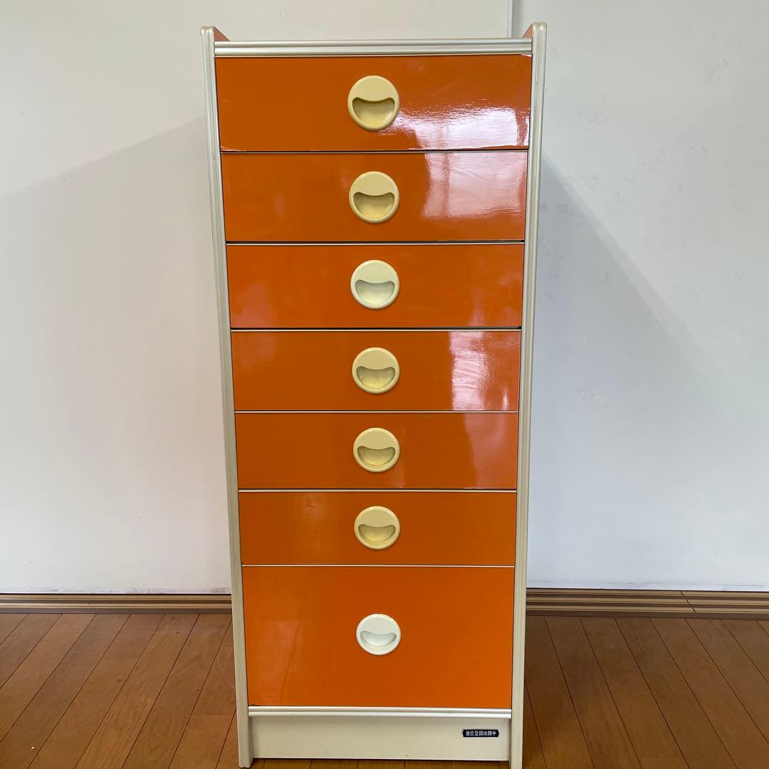 昭和レトロ　タンス　オレンジ　7段
