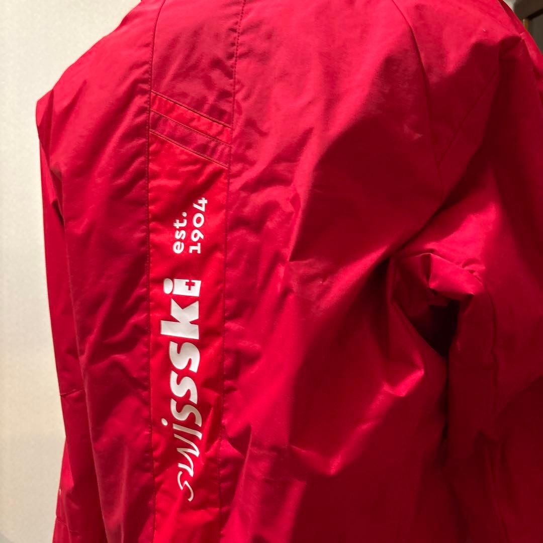 DESCENTE 赤 黒フード付き スキーウェア上下セット