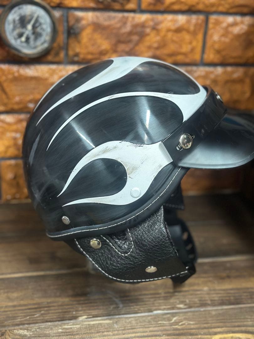 ポリスヘルメット　ショーティー　新品未使用　エイジング加工　ハーレー　アメリカン