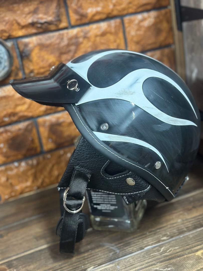 ポリスヘルメット　ショーティー　新品未使用　エイジング加工　ハーレー　アメリカン