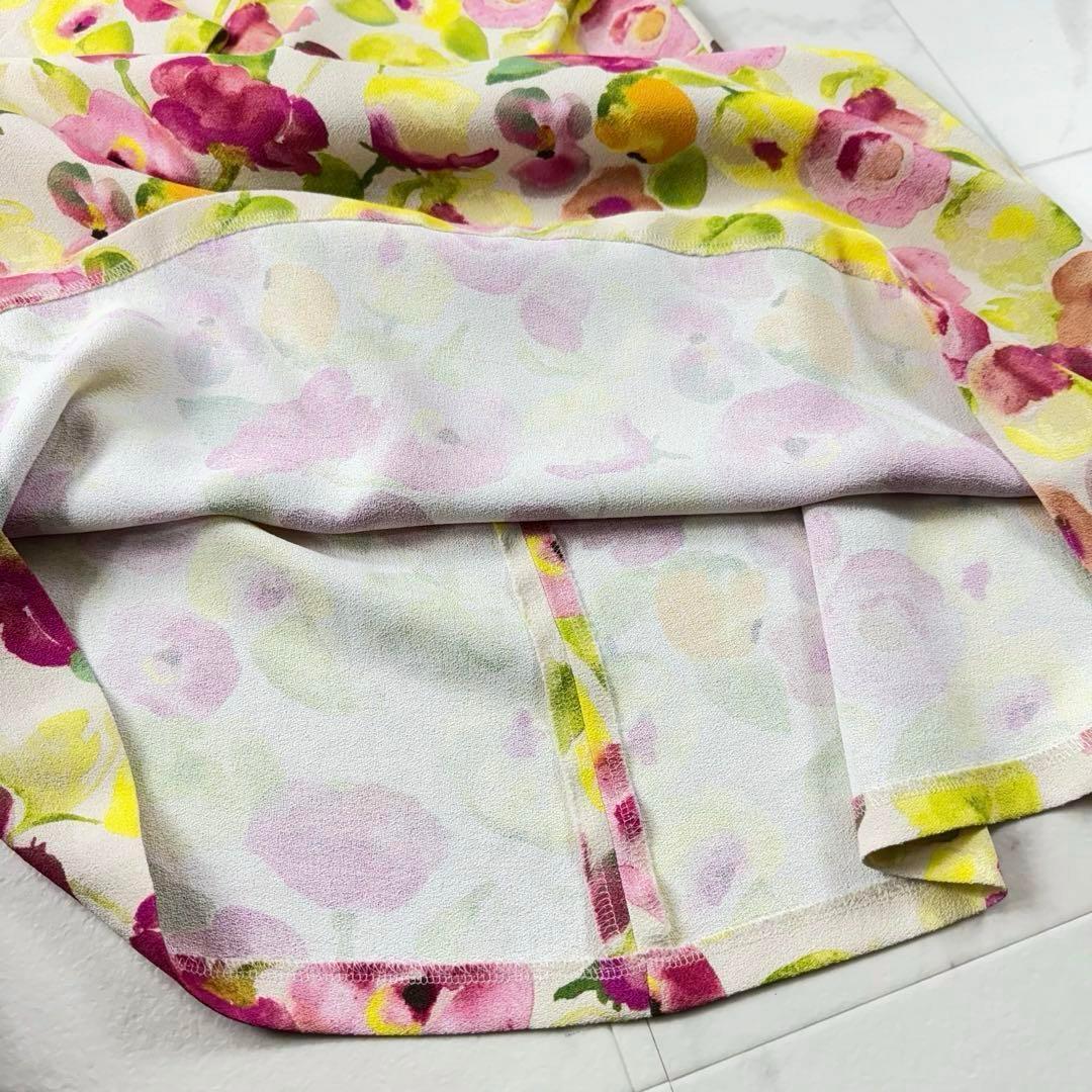 シビラ ミディ丈ワンピース フレア ボタニカル柄 ピンク マルチカラー