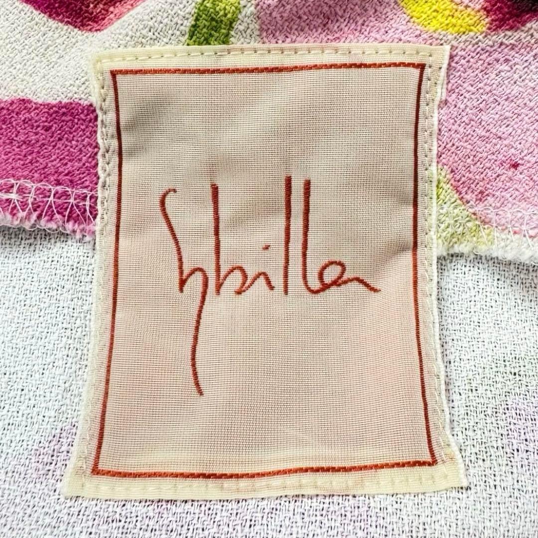 シビラ ミディ丈ワンピース フレア ボタニカル柄 ピンク マルチカラー