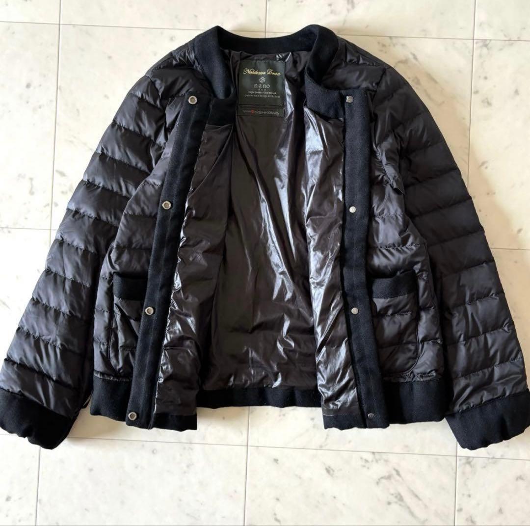 西川ダウン ナノユニバース ノーカラーダウンジャケット