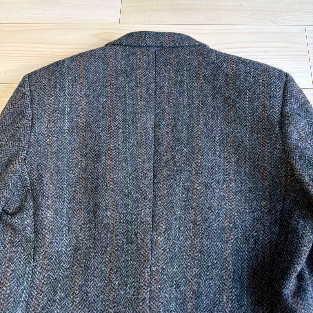 美品　カナダ製　ハリスツイード　ツイードジャケット　テーラード　L相当　ブルー系