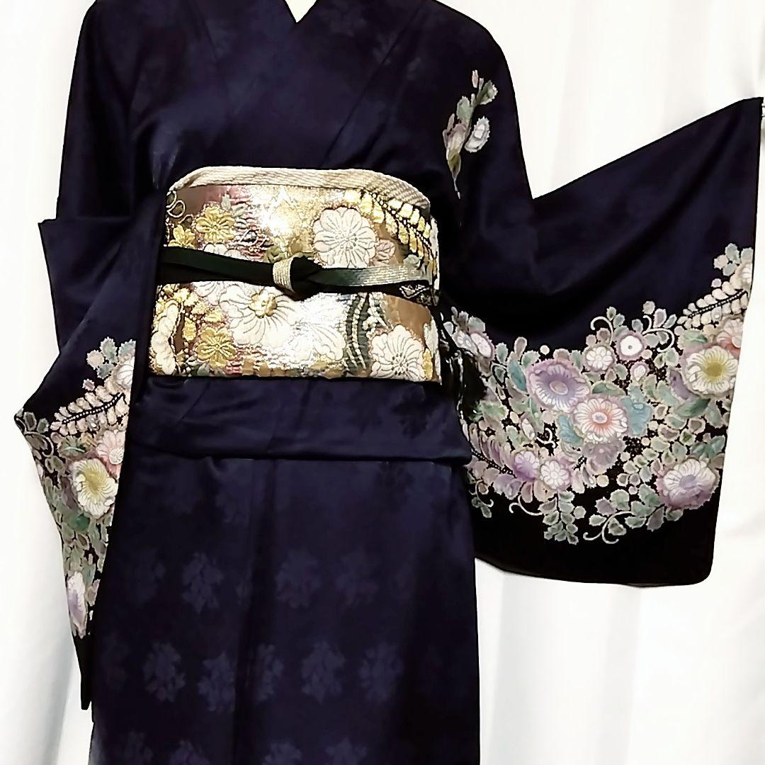 辻ヶ花 訪問着セット 辻が花 セット 袋帯 トールサイズ 紺 辻ケ花