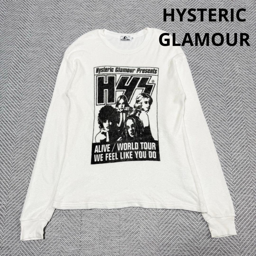 美品 ヒステリックグラマー KISS パイル地 ロンT ホワイト XS