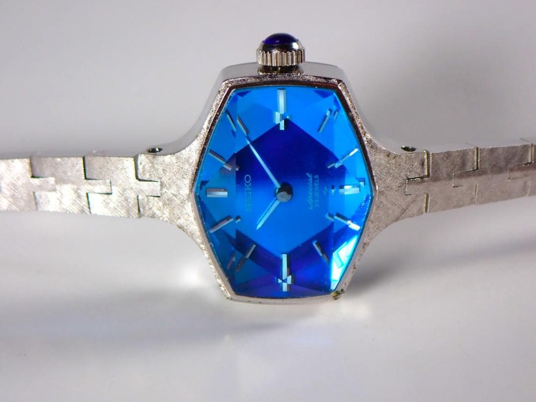 未使用デッド　セイコースペシャル　23石　ブリリアントブルーカットガラス　手巻き