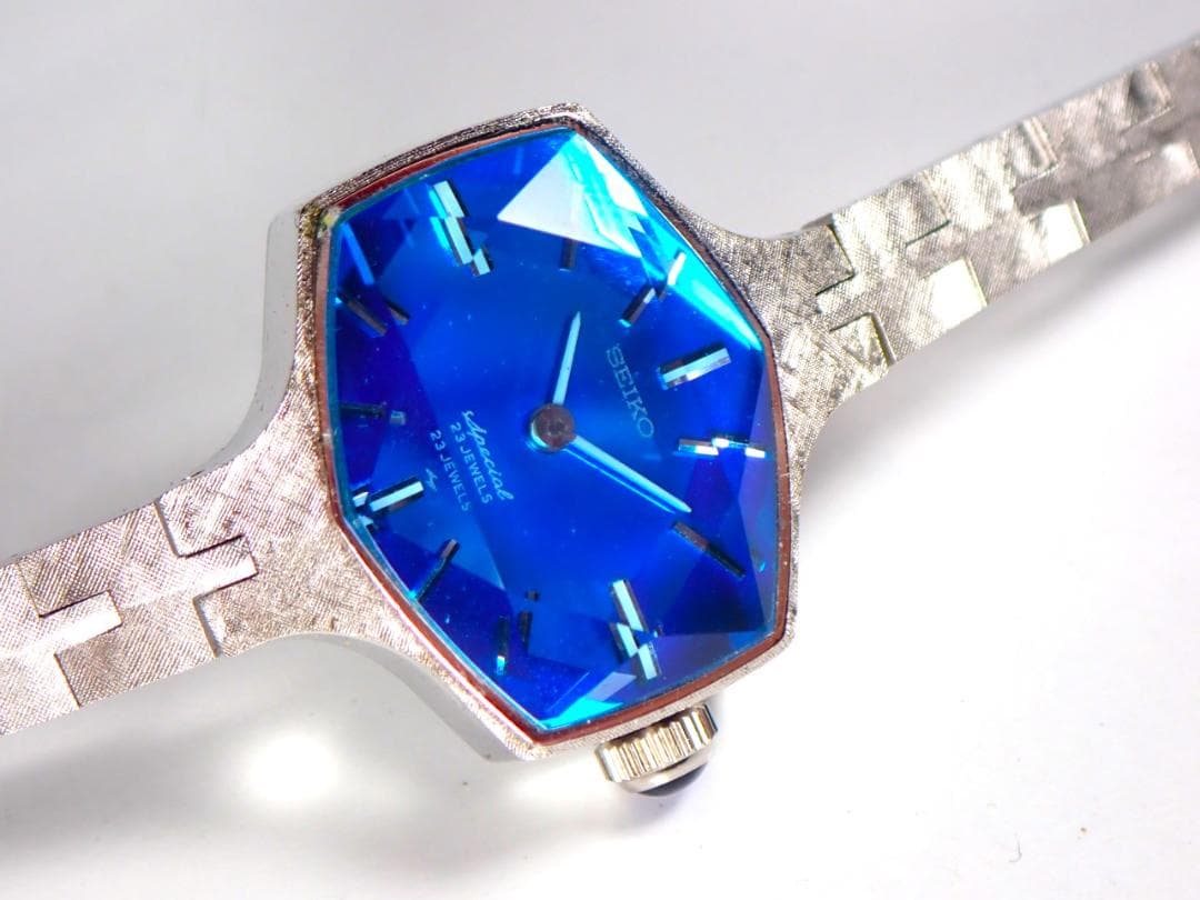 未使用デッド　セイコースペシャル　23石　ブリリアントブルーカットガラス　手巻き