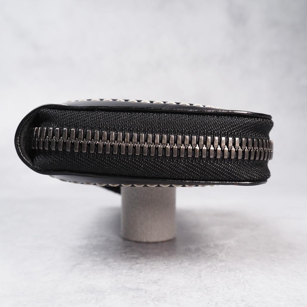 ビーズ屋公ちゃん。 ラウンドジップウォレットミニ コードバン ダブルカット 黒