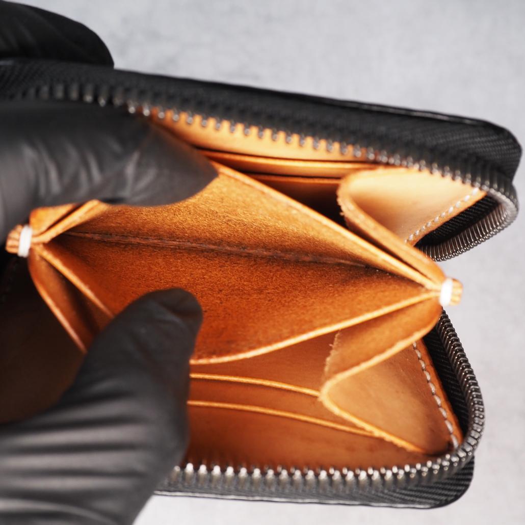 ビーズ屋公ちゃん。 ラウンドジップウォレットミニ コードバン ダブルカット 黒