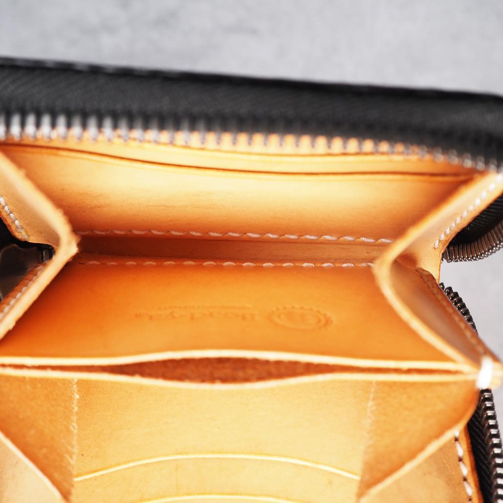 ビーズ屋公ちゃん。 ラウンドジップウォレットミニ コードバン ダブルカット 黒