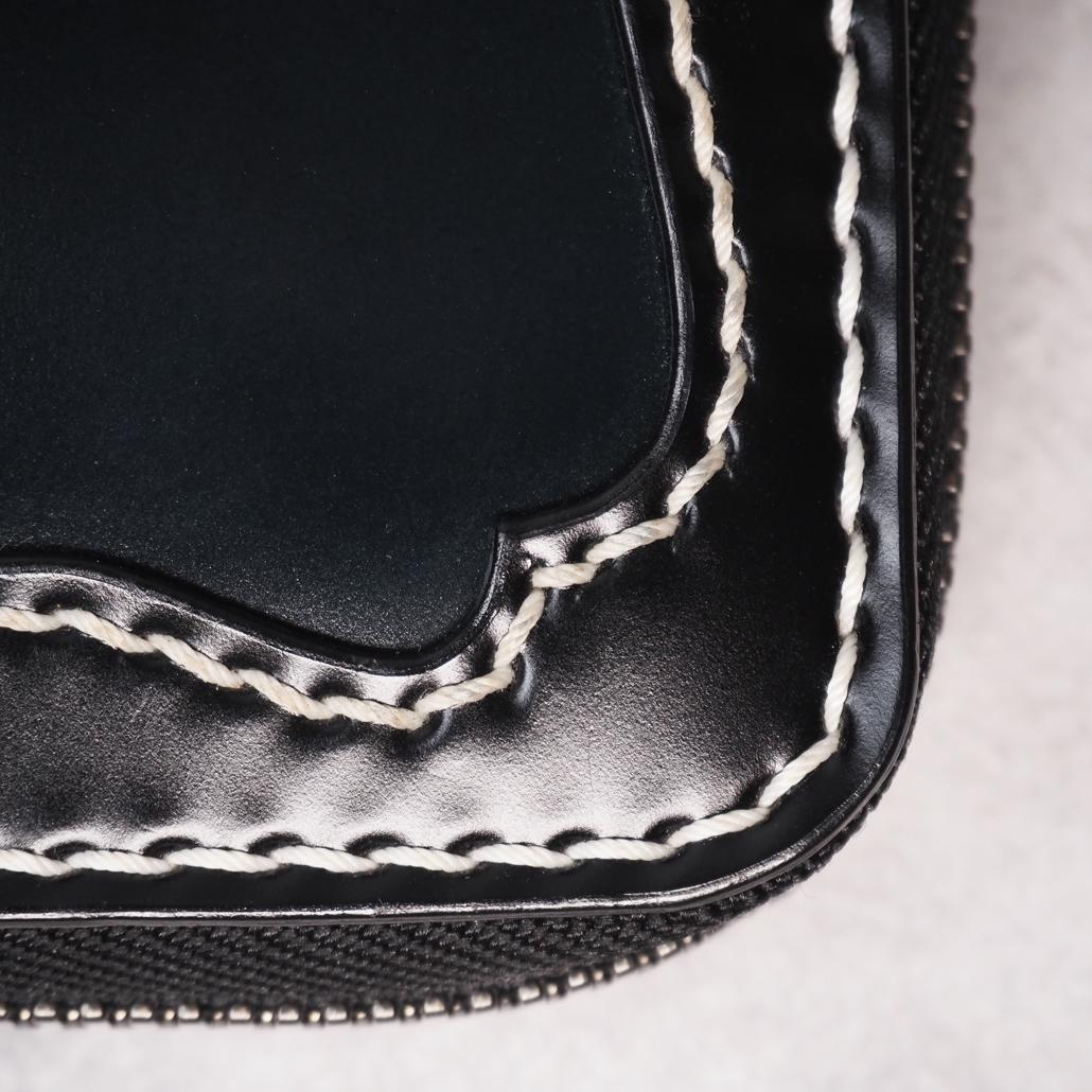 ビーズ屋公ちゃん。 ラウンドジップウォレットミニ コードバン ダブルカット 黒