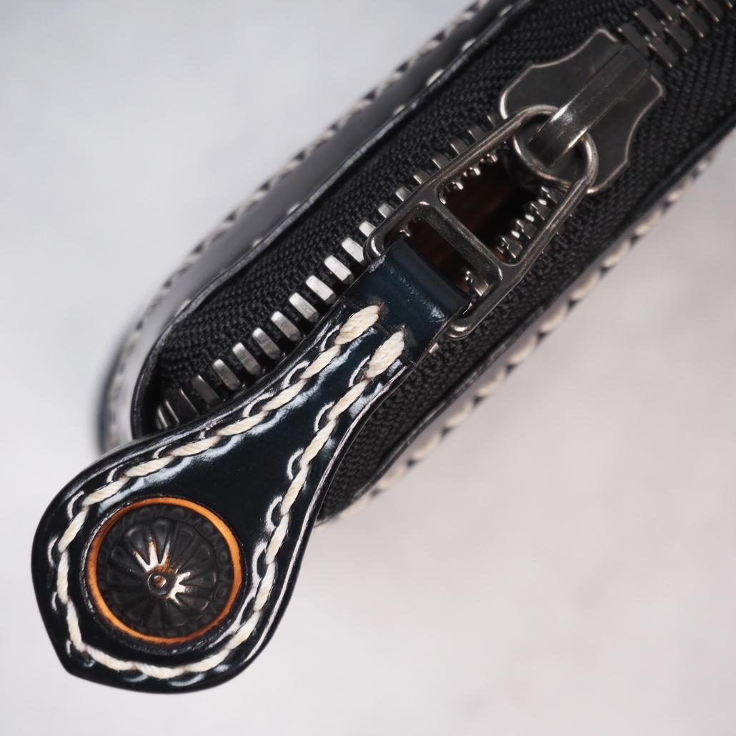 ビーズ屋公ちゃん。 ラウンドジップウォレットミニ コードバン ダブルカット 黒