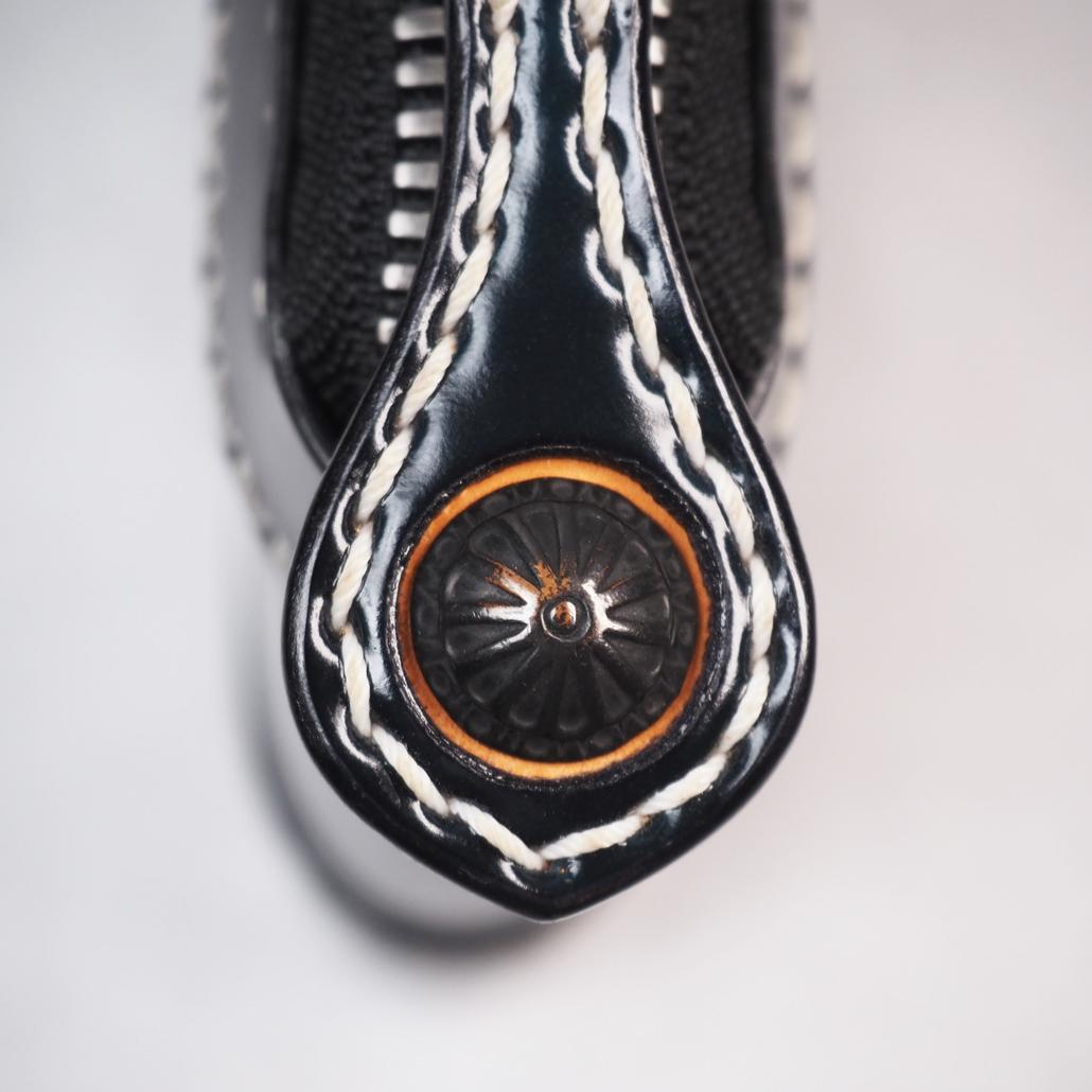 ビーズ屋公ちゃん。 ラウンドジップウォレットミニ コードバン ダブルカット 黒