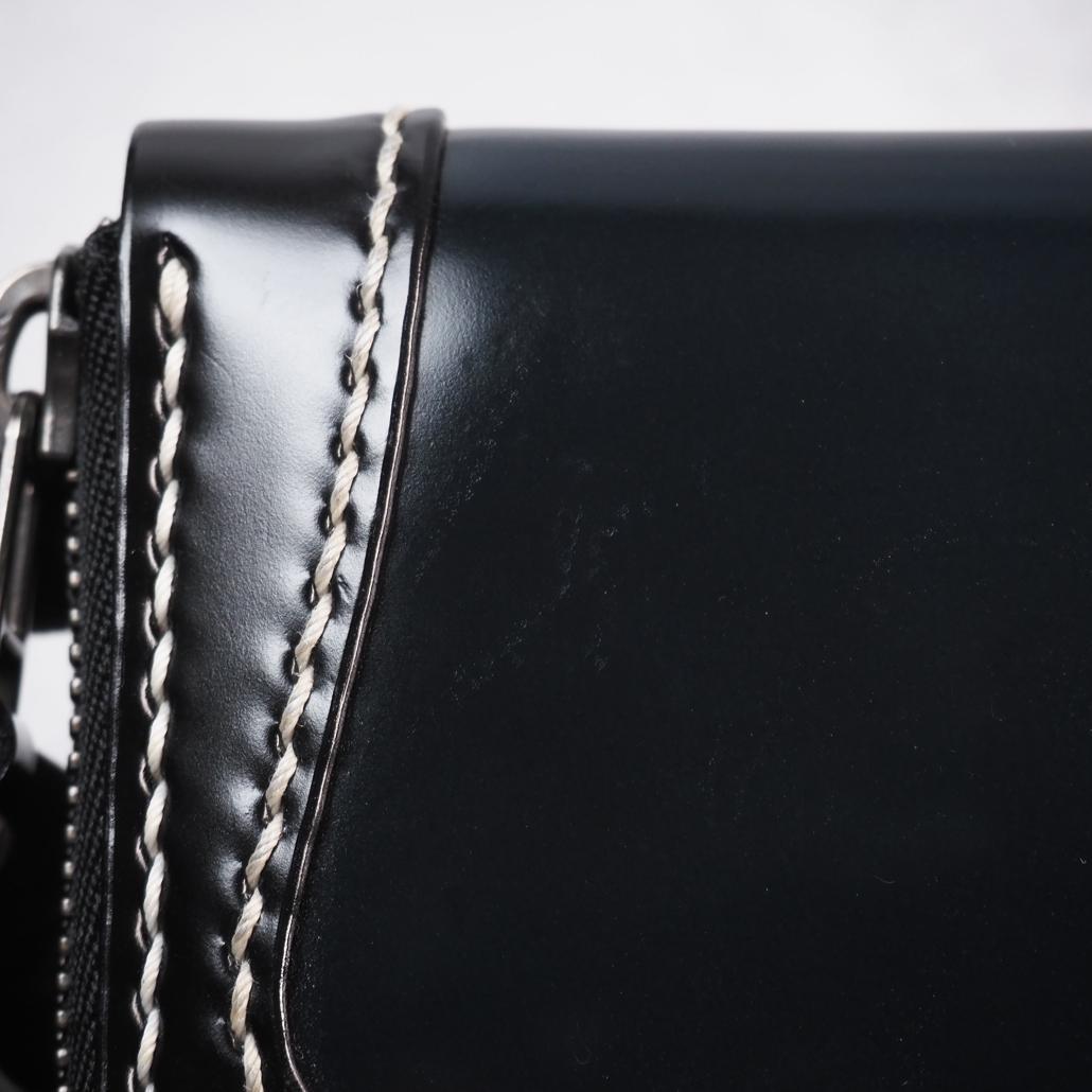 ビーズ屋公ちゃん。 ラウンドジップウォレットミニ コードバン ダブルカット 黒