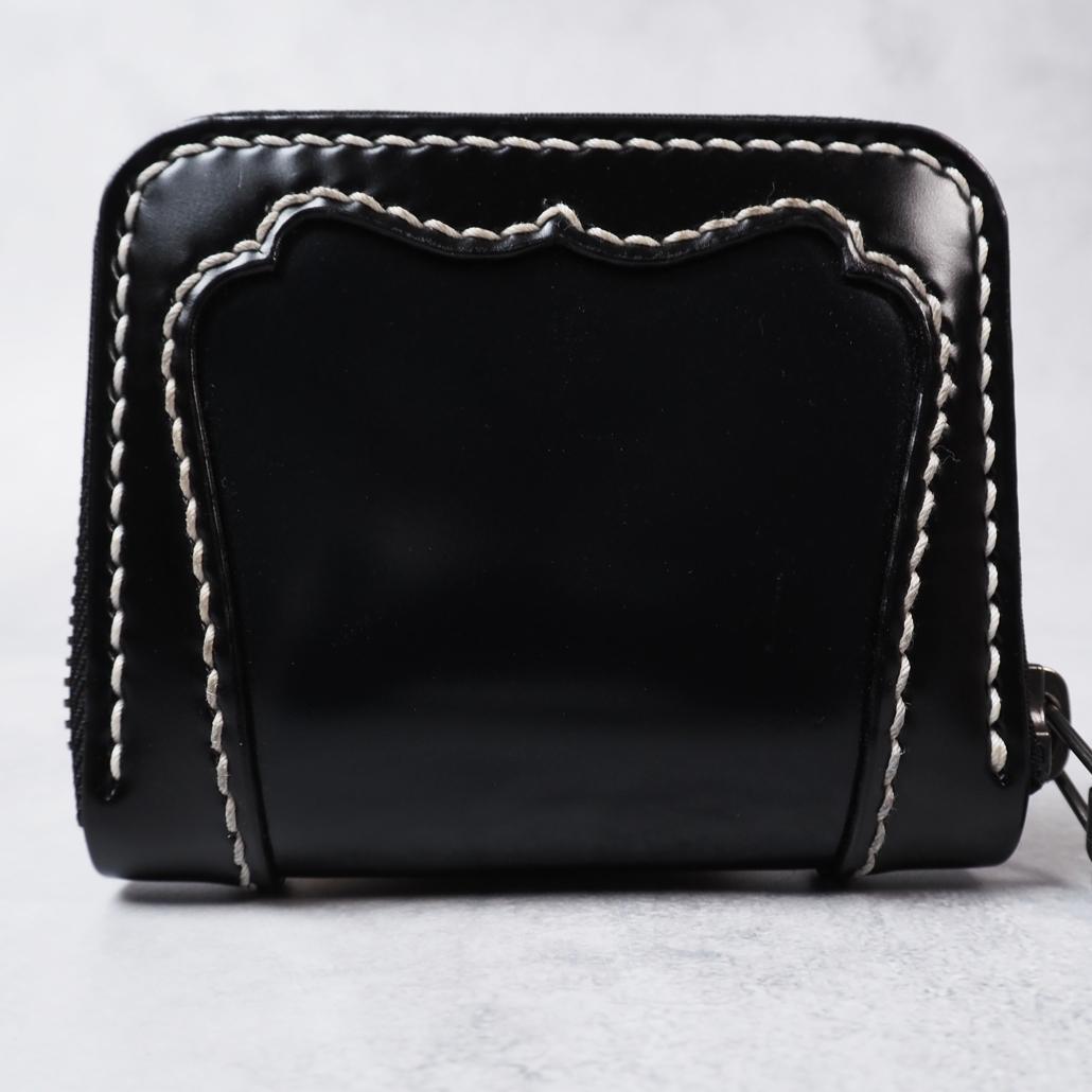 ビーズ屋公ちゃん。 ラウンドジップウォレットミニ コードバン ダブルカット 黒