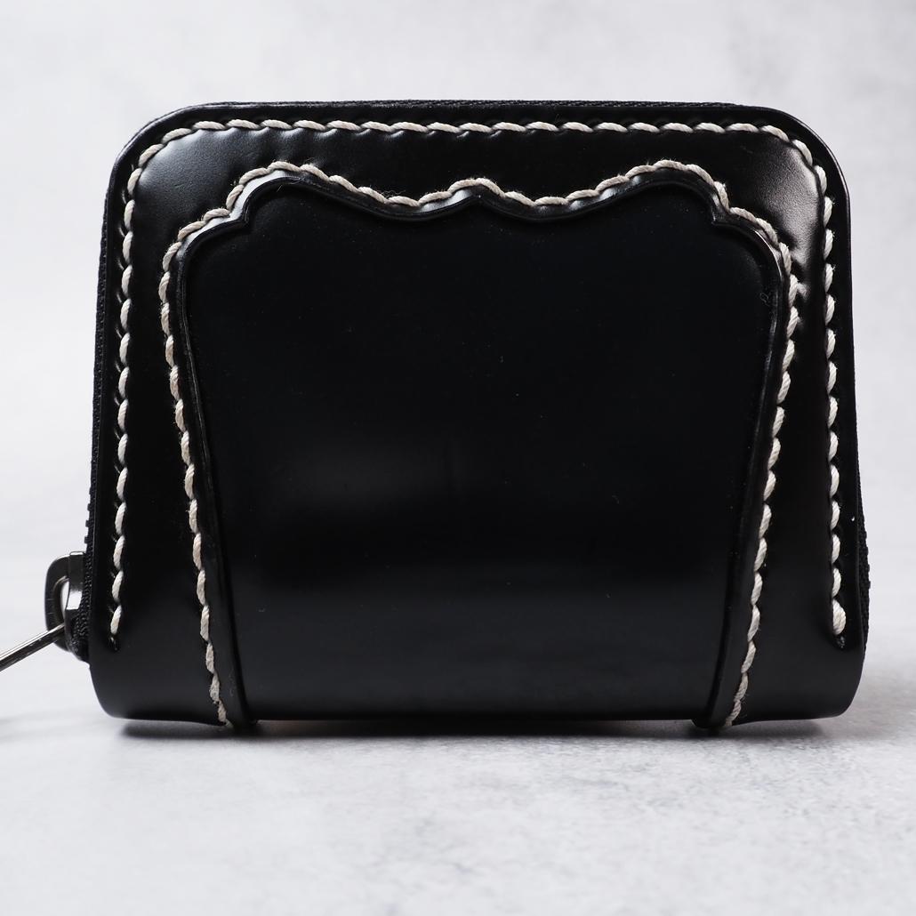 ビーズ屋公ちゃん。 ラウンドジップウォレットミニ コードバン ダブルカット 黒