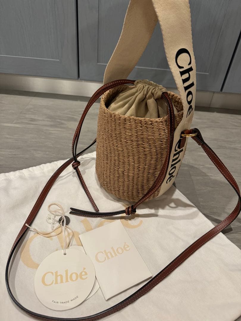 ノ*送様 【 正規品 】 chloe クロエ WOODYスモールバスケット カゴ