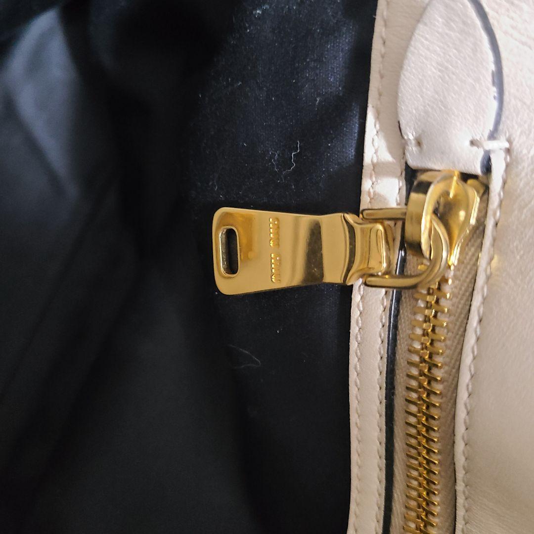 【美品】MIU MIU ミュウミュウ レザートートバッグアイボリー