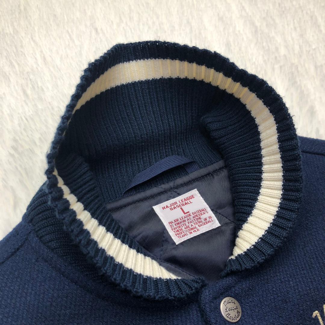 UNIQLO 00s ヤンキース コラボ ウールスタジャン 牛革レザー切替 刺繍