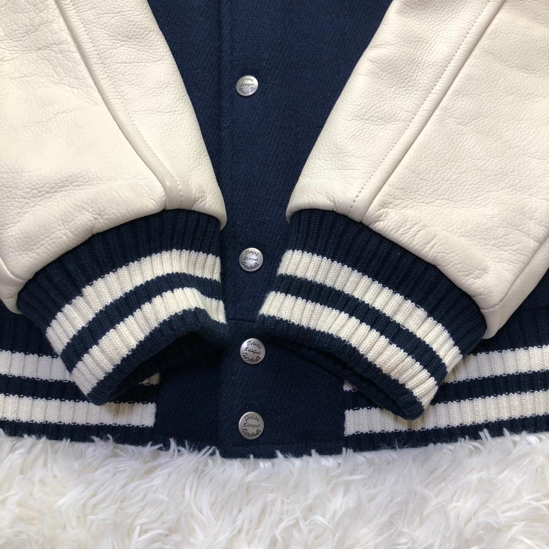 UNIQLO 00s ヤンキース コラボ ウールスタジャン 牛革レザー切替 刺繍