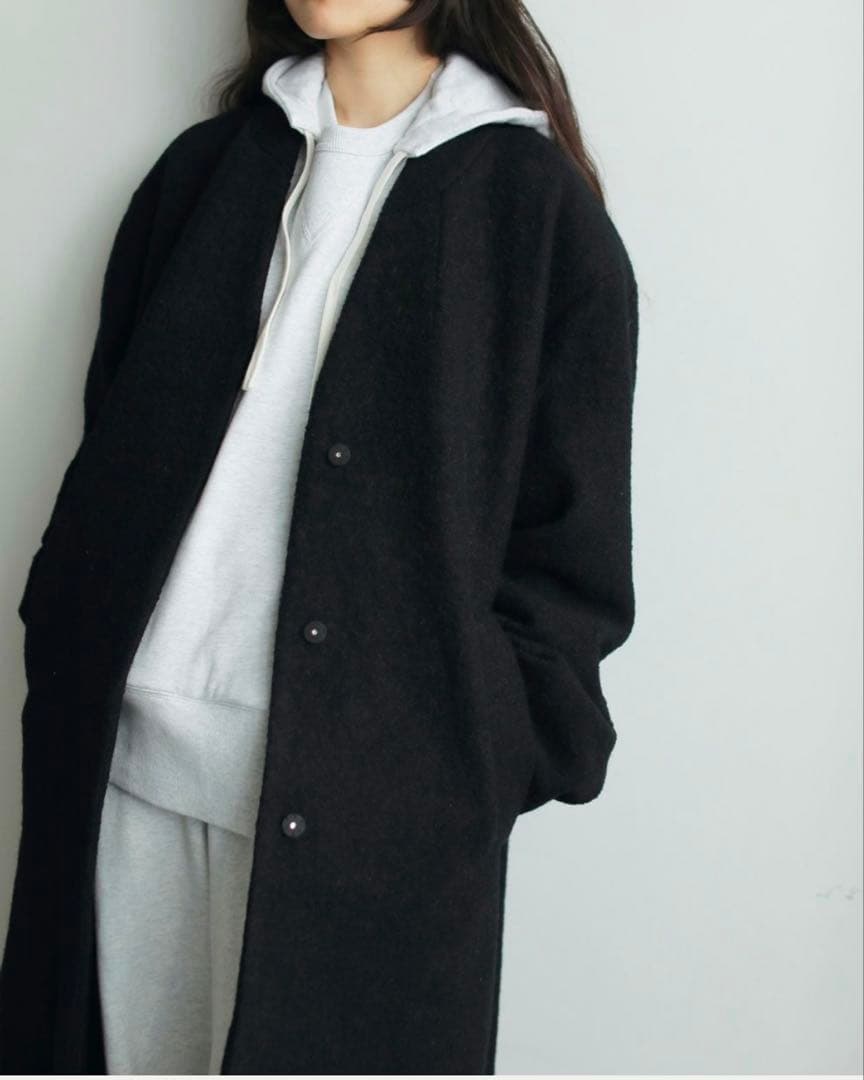 ànuke：Collarless Cocoon Coat：size38