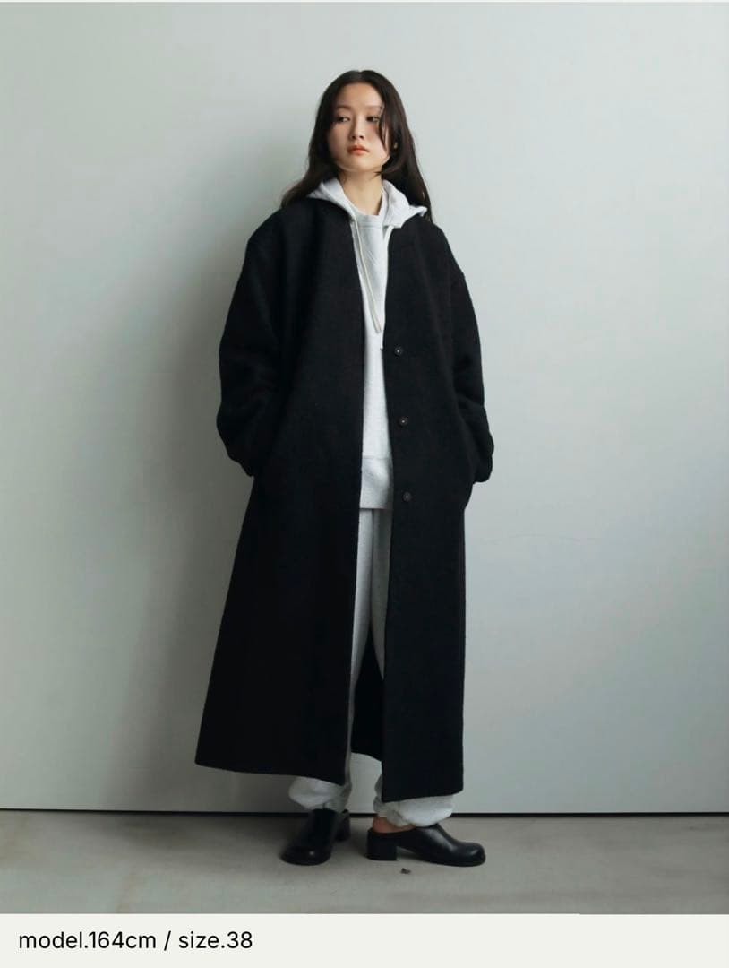 ànuke：Collarless Cocoon Coat：size38