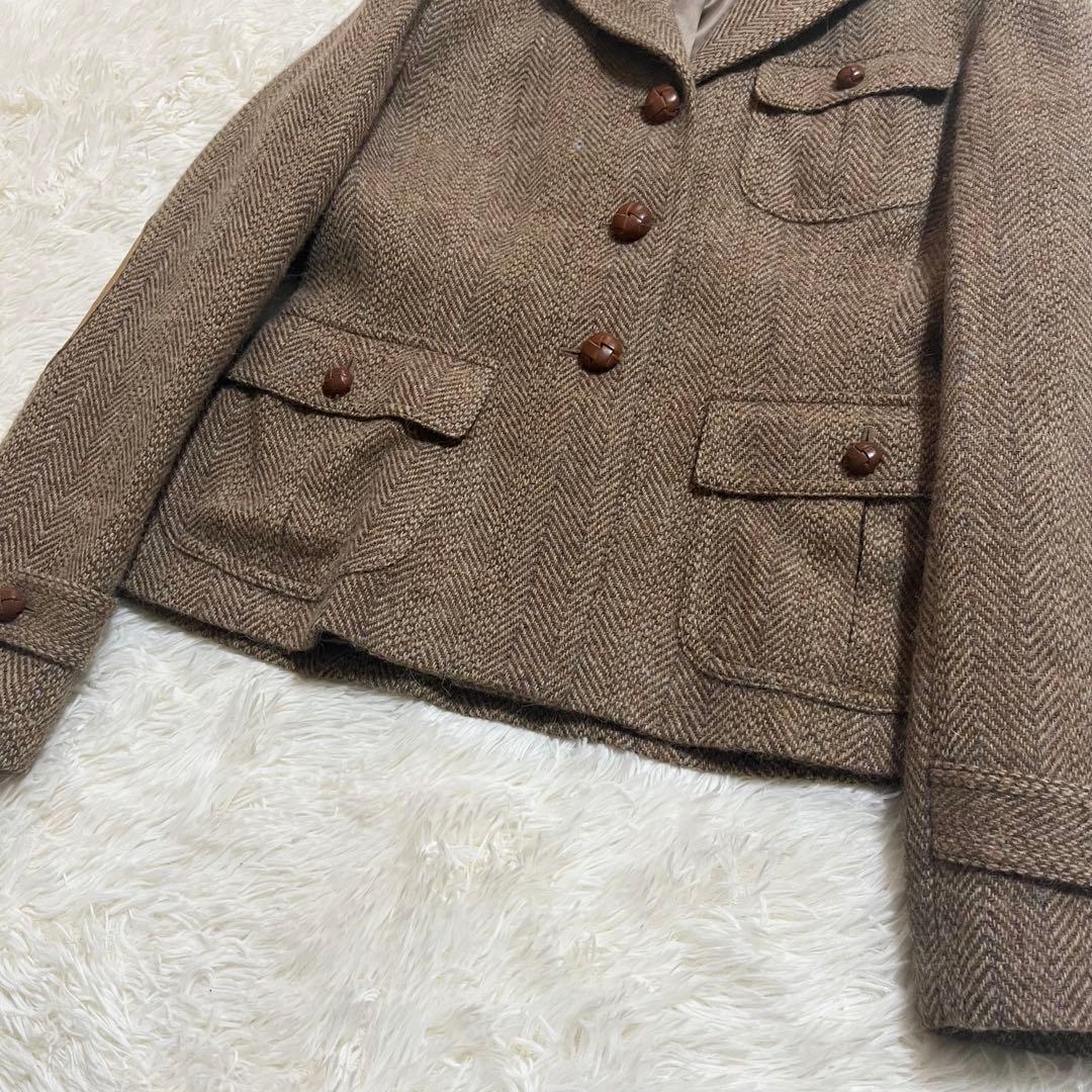 美品 ラルフローレン ヘリンボーン アルパカ テーラードジャケット ツイード L