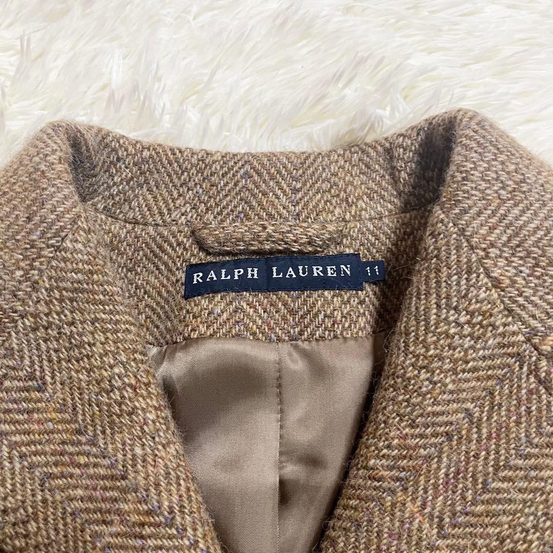 美品 ラルフローレン ヘリンボーン アルパカ テーラードジャケット ツイード L