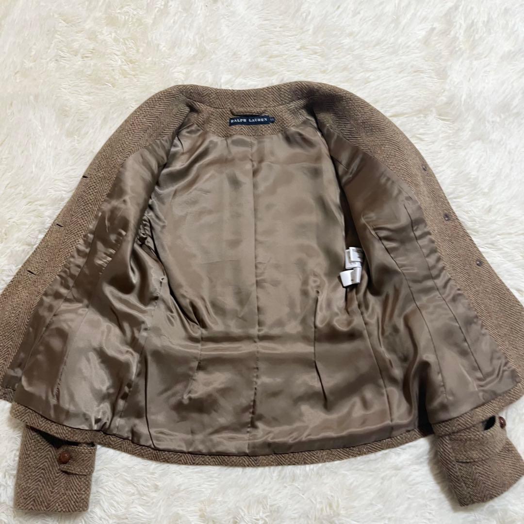 美品 ラルフローレン ヘリンボーン アルパカ テーラードジャケット ツイード L