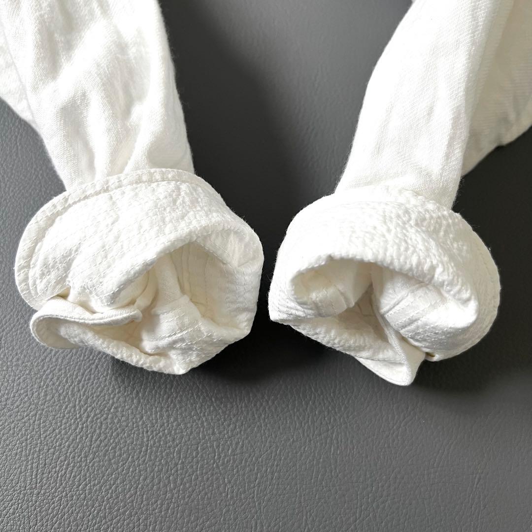 3322【美品】45R シャツワンピース ホワイト全員集合の908スモックドレス