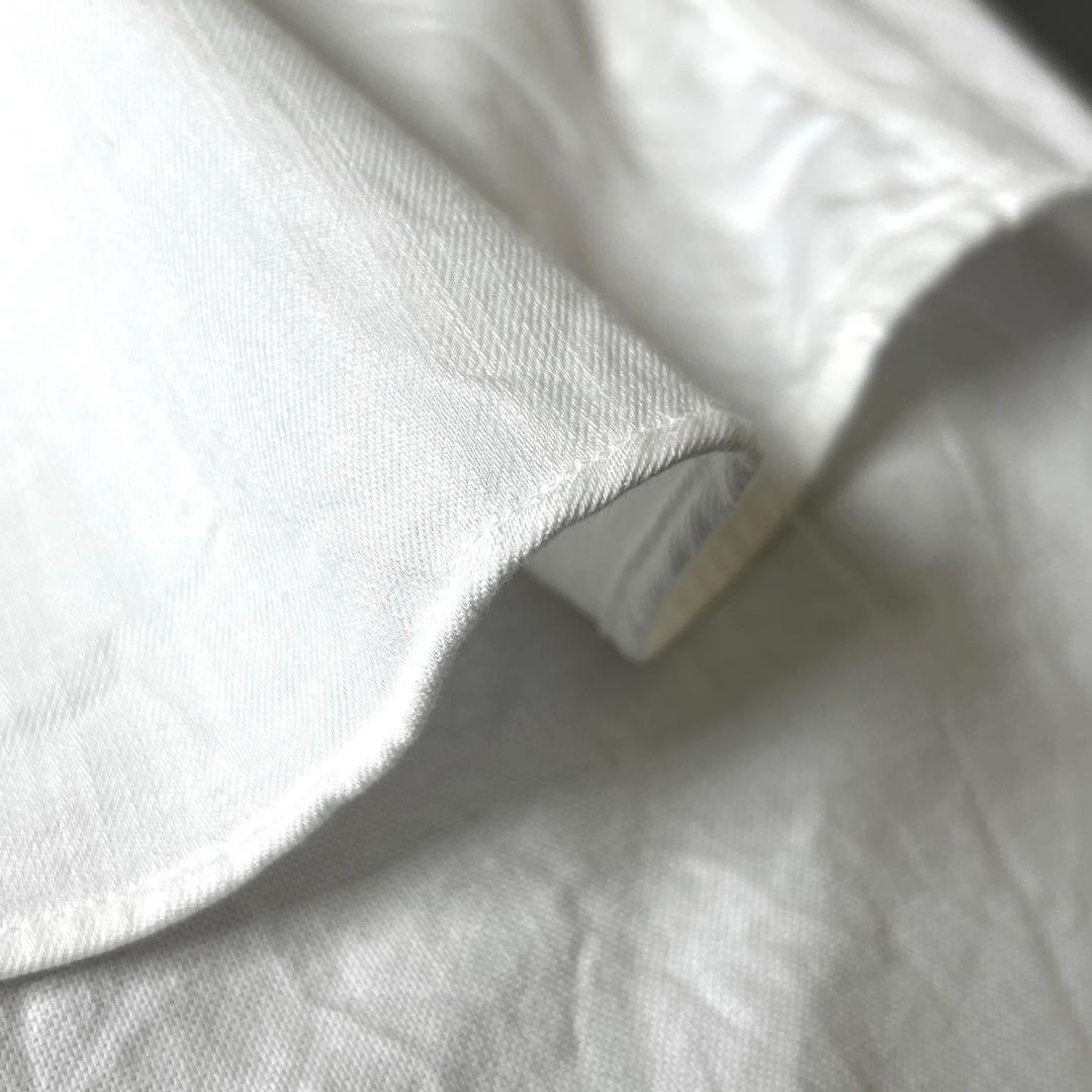 3322【美品】45R シャツワンピース ホワイト全員集合の908スモックドレス