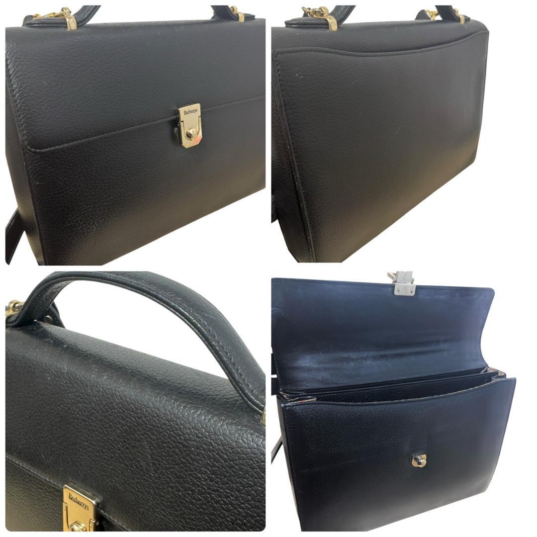 バーバリー　ハンドバッグ　ショルダーバッグ　2WAY　レザー　ノバチェック　黒