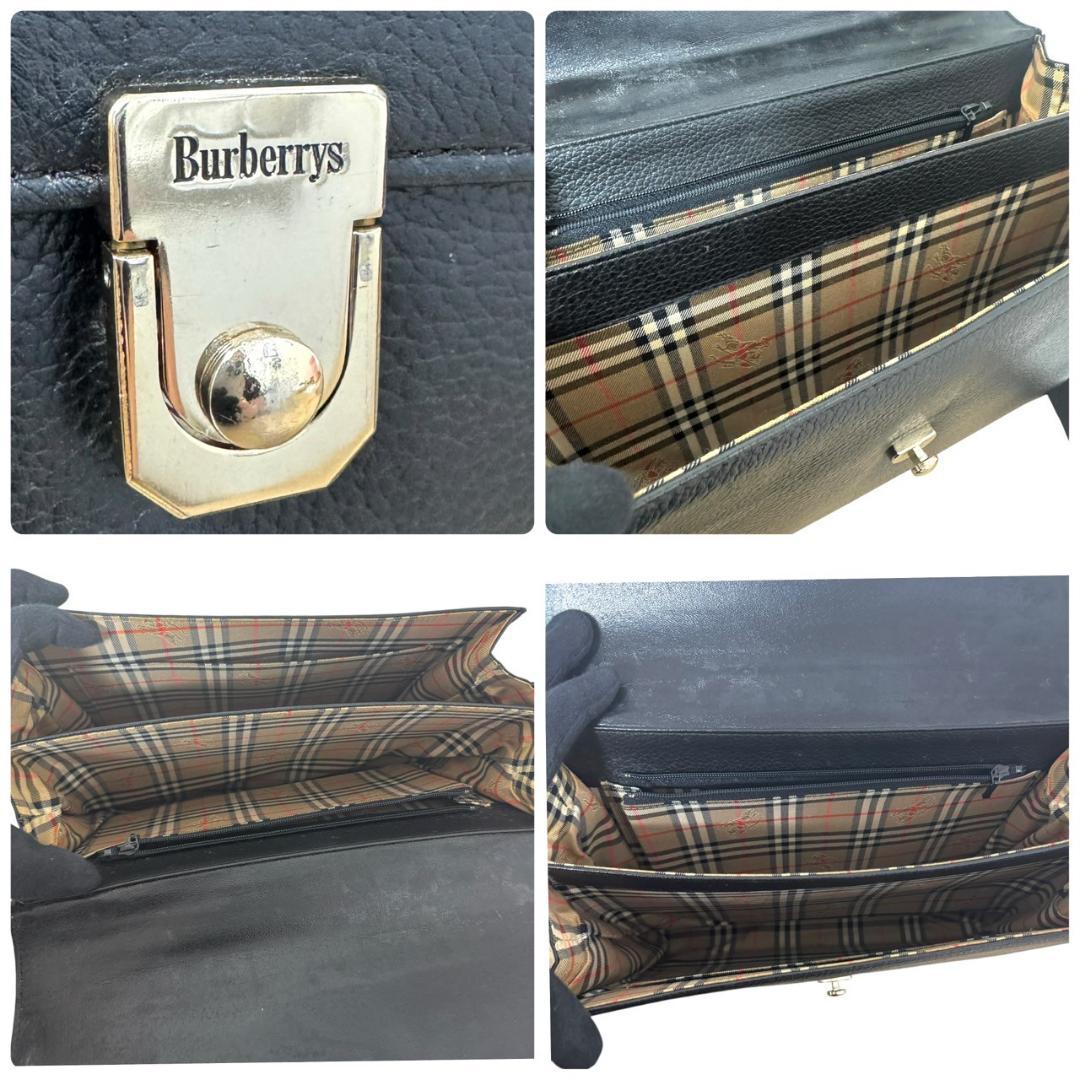 バーバリー　ハンドバッグ　ショルダーバッグ　2WAY　レザー　ノバチェック　黒