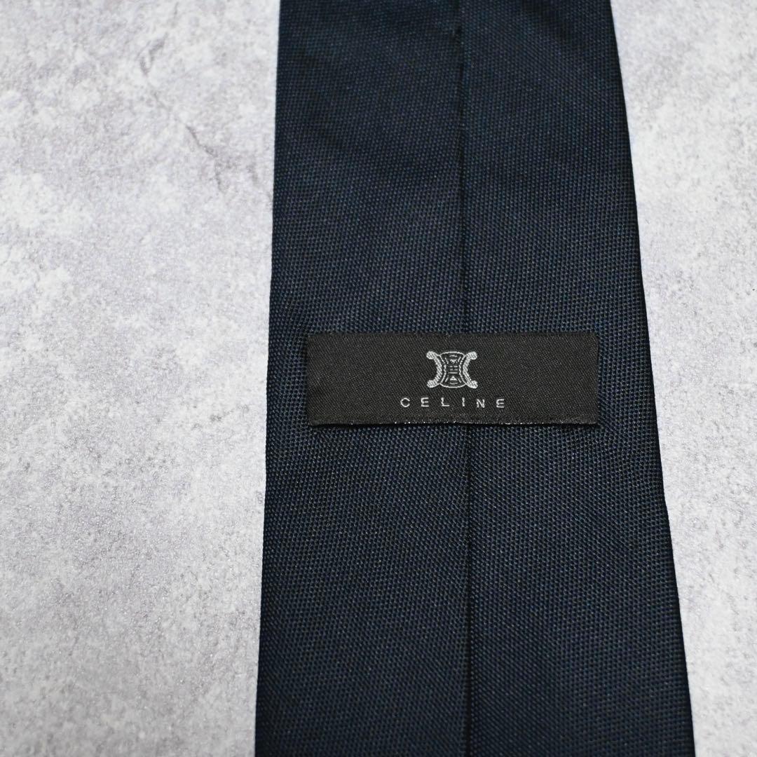【美品】 CELINE セリーヌ ソリッド ダークネイビー ネクタイ