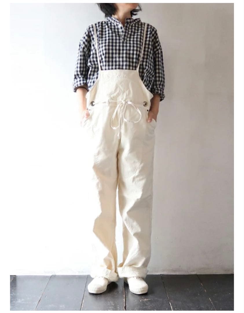 KAPITAL キャピタル　薄キャンバスウェルダーオーバーオール　アイボリー