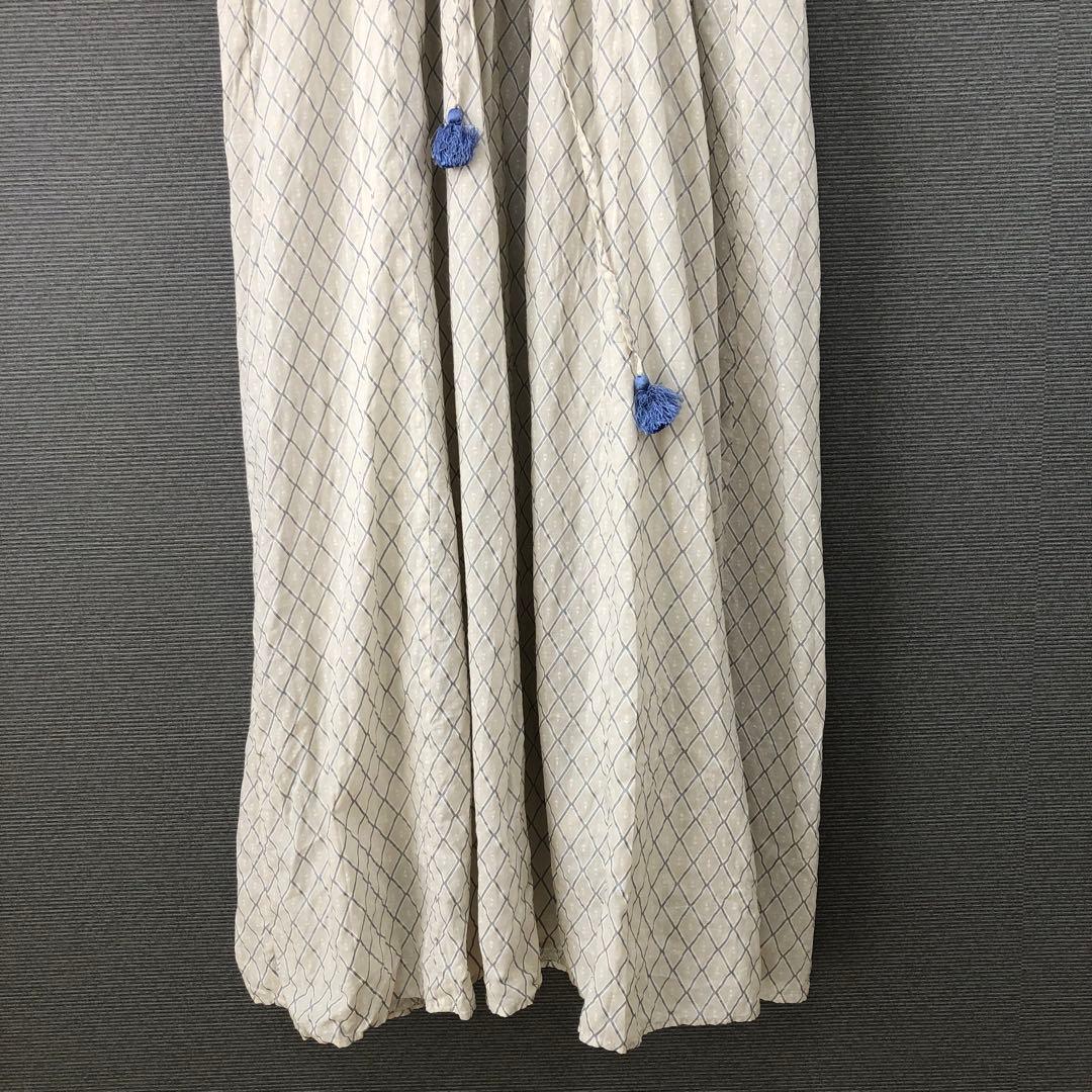 ヌキテパ DIA CHECK PRINT EMB DRESS M ECRU