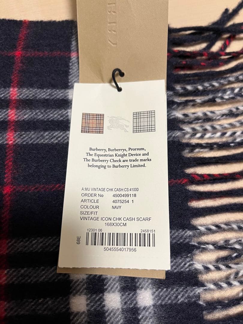 BURBERRY　バーバリー　マフラー　カシミア100％ タグ付き未使用品