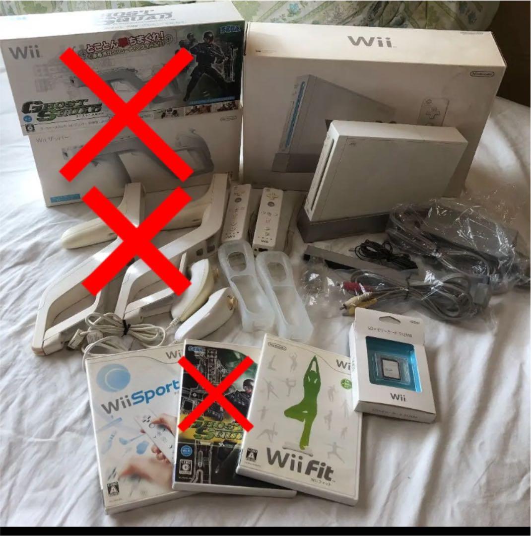 Wii本体+ソフト2枚+メモリーカード