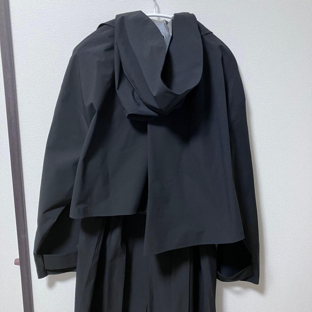 【タグ付】SOLOV トレンチコート　レインコート 黒　フーディ　ベルト　1