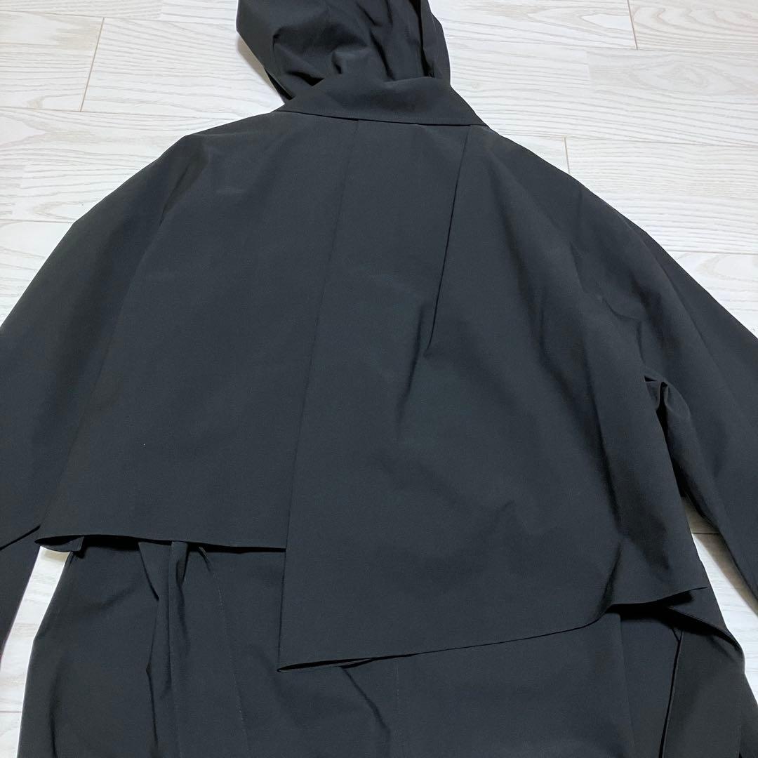 【タグ付】SOLOV トレンチコート　レインコート 黒　フーディ　ベルト　1